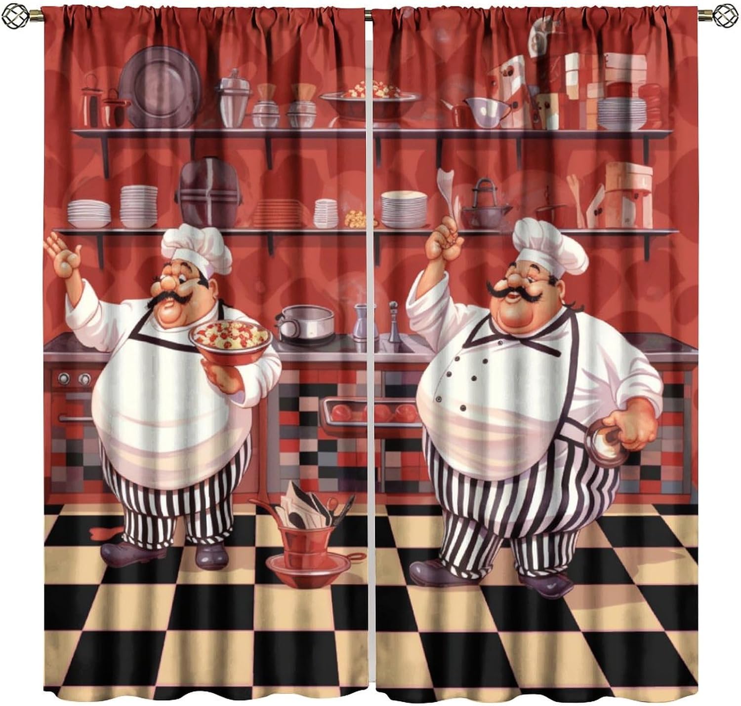 Kitchen Funny Chef Curtains, C - Home Cooking Youtube recensie en prijs