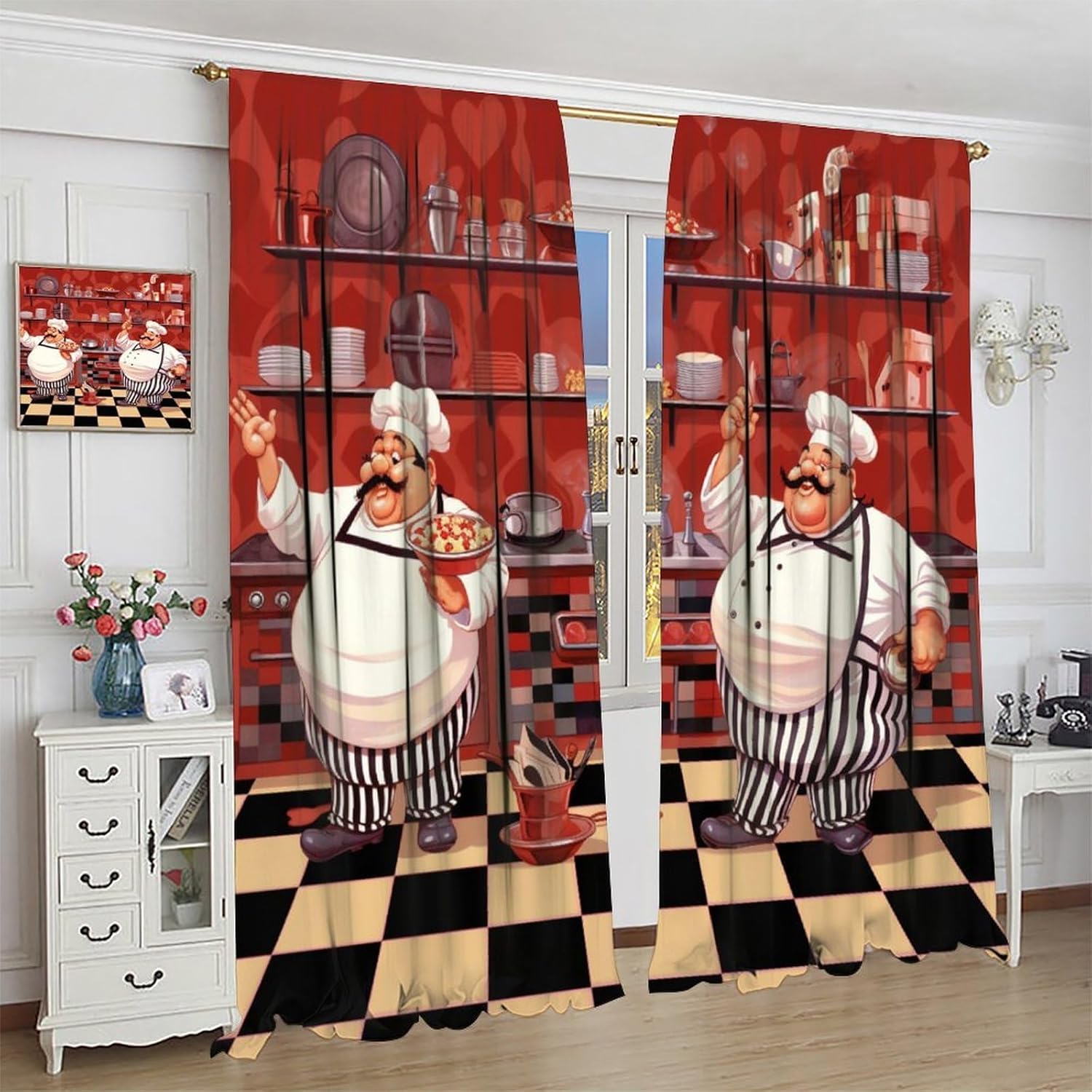 Kitchen Funny Chef Curtains, C - Home Cooking Youtube recensie en prijs