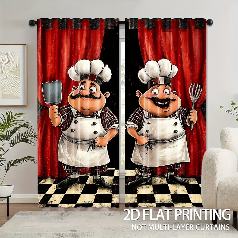2pcs Chef Kitchen Curtains - F - Home Cooking Youtube recensie en prijs