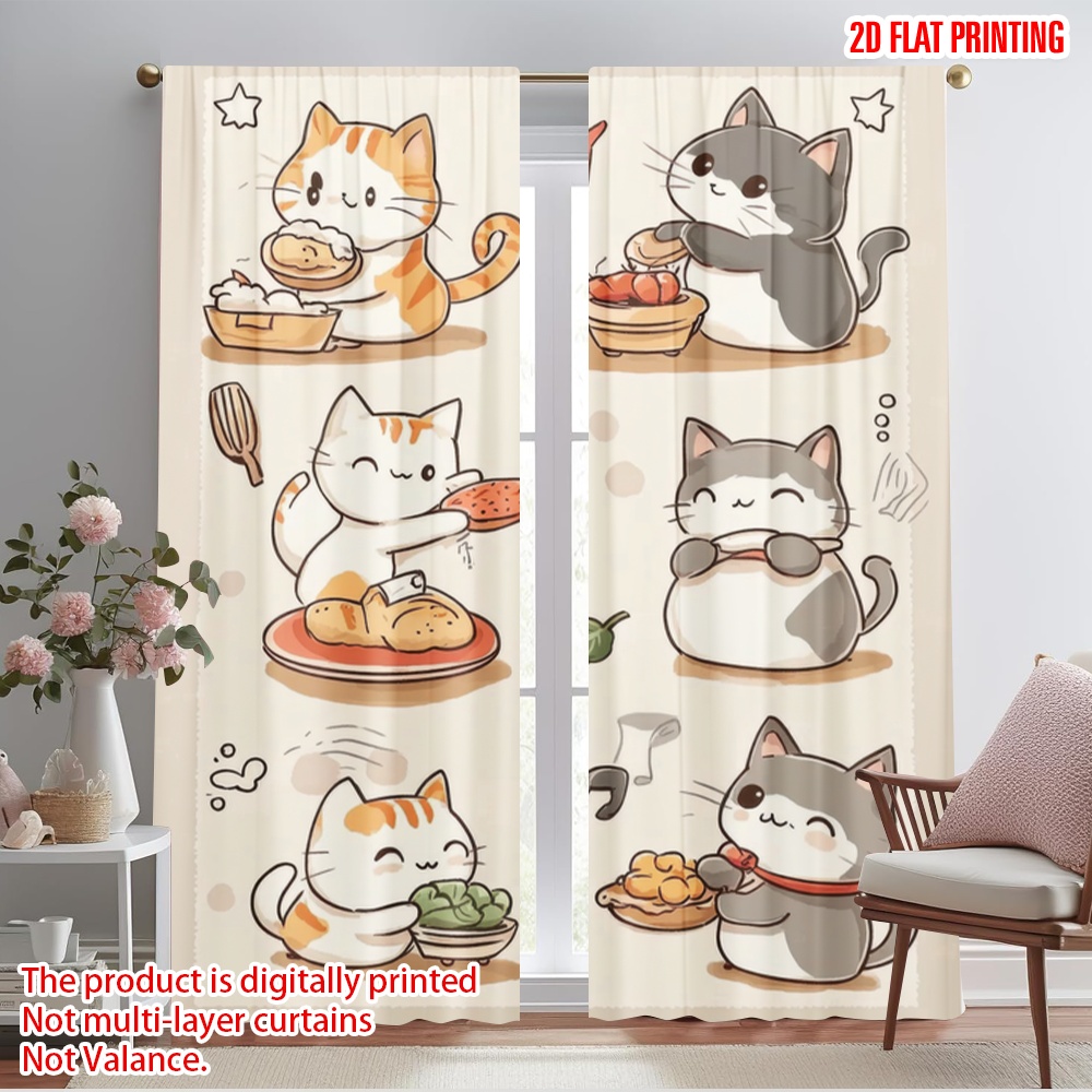2pcs,2D plane printing Curtain - Home Cooking Youtube recensie en prijs