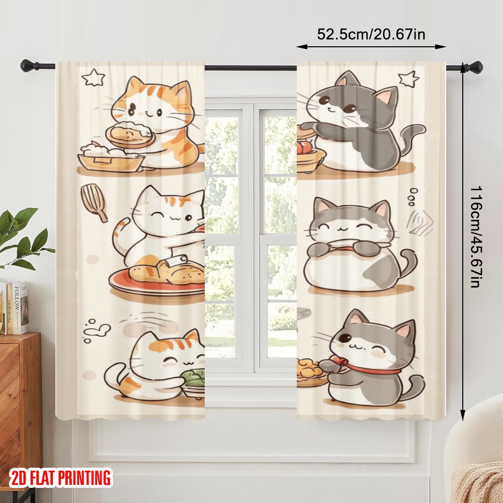 2pcs,2D plane printing Curtain - Home Cooking Youtube recensie en prijs