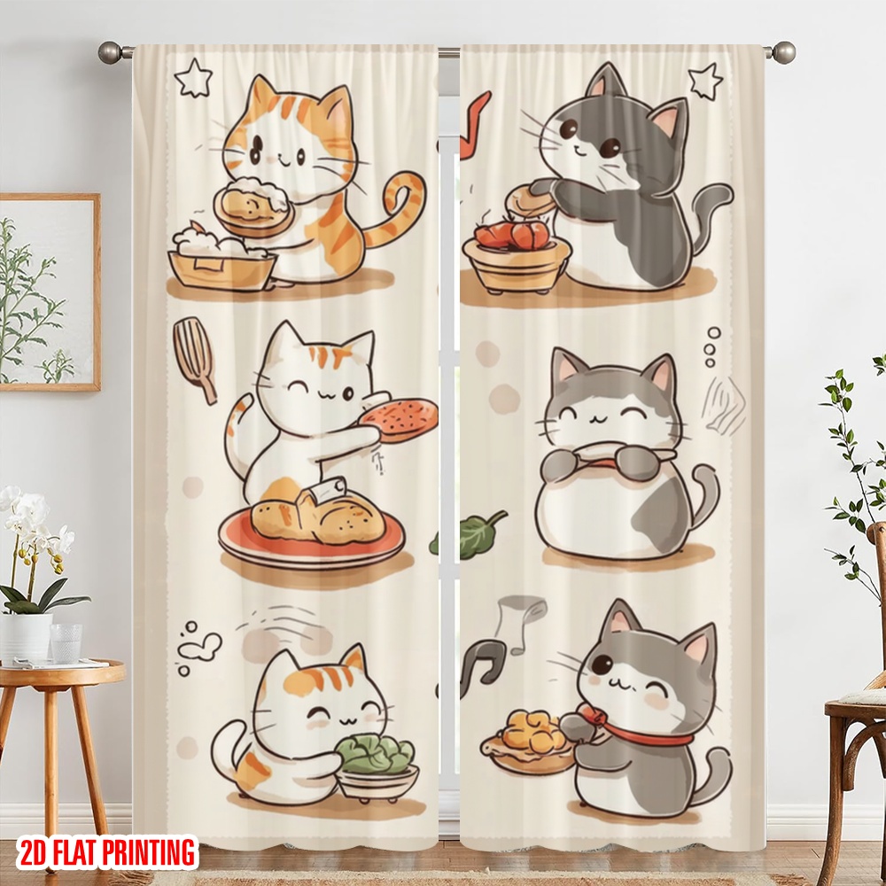 2pcs,2D plane printing Curtain - Home Cooking Youtube recensie en prijs